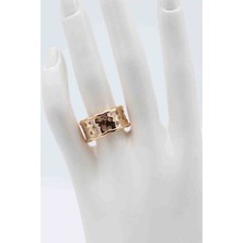 Glare Jewellery Dalgalı Model Taş Detaylı Gold Yüzük