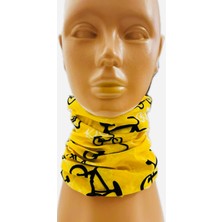 Bagoo Sarı Bisiklet Desenli Çok Fonksiyonlu Buff-Baf- Bandana- Boyunluk- Saç Bandı