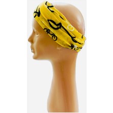 Bagoo Sarı Bisiklet Desenli Çok Fonksiyonlu Buff-Baf- Bandana- Boyunluk- Saç Bandı