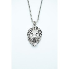 Bu Farklı Aslan Örme Zincir Kolye - Gümüş Kaplama - Erkek Kadın Kolye - NO:1282