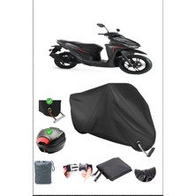 Breen Rks Wildcat 125 Için Arka Çanta Ve Kilit Uyumlu Siyah Motosiklet Branda, Güvenli