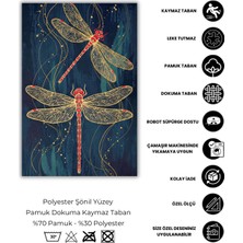 The Reef Design Yusufcuk Desenli Halı Doğa Temalı Halı Helikopter Böceği Desenli Halı Dijital Baskılı Dokuma Tabanlı Kaymaz Salon Halısı
