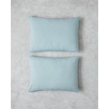 Petit Check Pamuklu 2'li Yastık Kılıfı 50X70 cm Yeşil-Mavi