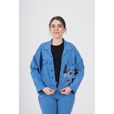 Nihal Eren Butik Büyük Beden Likralı Tasarım Ince Gabardin Ceket