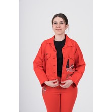 Nihal Eren Butik Büyük Beden Likralı Tasarım Ince Gabardin Ceket