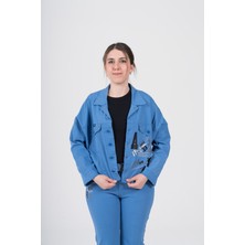 Nihal Eren Butik Büyük Beden Likralı Tasarım Ince Gabardin Ceket