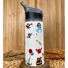 Kişiye Özel Isimli Erkek Çocuk Korsan Pipetli Suluk Matara 650 ml