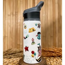 Kişiye Özel Isimli Erkek Çocuk Korsan Pipetli Suluk Matara 650 ml
