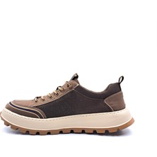 Guja G25Y514 Hafif Tasarım Lastik Bağcıklı Fileli Erkek Kahverengi Kanvas Sneaker Spor Ayakkabı