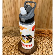 Kişiye Özel Isimli Erkek Çocuk Astronot Uzay Pipetli Suluk Matara 650 ml