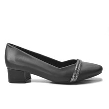 Beety 18.017 Siyah Taşlı Kısa Kalın Topuklu Abiye Kadın Ayakkabı