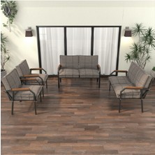 Mygusi Hayal Serisi Modern Balkon, Bahçe, Cafe - Metal Kanepe Koltuk Takımı 2+2+1+1 - Cappucino