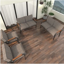 Mygusi Hayal Serisi Modern Balkon, Bahçe, Cafe - Metal Kanepe Koltuk Takımı 2+2+1+1 - Cappucino