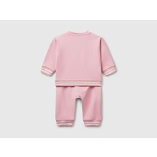 United Colors Of Benetton Bebek Pembe Baskılı Reglan Kol Üst ve Beli Büzgülü Eşofman Takım