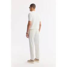 AVVA Erkek Ekru Regular Fit Polo Yaka Dokulu Triko T-shirt B005120