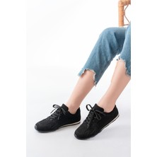 Ellolita Luxury Shoes Rs-01 Siyah Süet Ince Taban Günlük Spor Ayakkabı