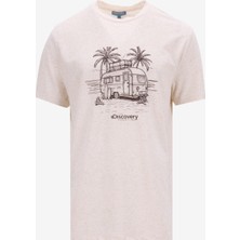 Discovery Expedition D5SM-TST3882 Kahve Melanj Bisiklet Yaka Relaxed Baskılı Erkek T-Shirt