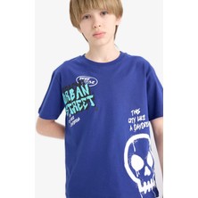 DeFacto Bisiklet Yaka Baskılı Kısa Kollu Tişört Erkek Çocuk E7491A825SM