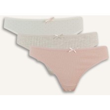 DeFacto 3'lü Basic Düz Brazilian Külot-Fall in Love D6396AX25SP