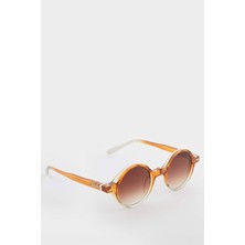 DeFacto Kadın Yuvarlak Turuncu Plastik Çerçeve Kahve Cam UV Güneş Gözlüğü F0614AXNS