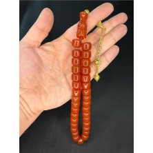 Anemore Collection SIKMA ÇUBUK KEHRİBAR TESBİH TEKER KESİM KAHVERENGİ 10MMX13MM T-774