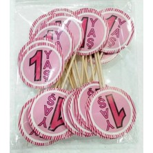 20 Li 1 Yaş Süsleme Kürdanı (Cupcake - Muffin -Kek Dekoratif Kürdan)