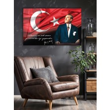 Taulart Atatürk Portre ve Türk Bayrağı Vatanını En Çok Seven Görevini En Iyi Yapandır Cam Tablo, Hediyelik