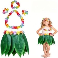 ENG Nessiworld Çocuk Hawaii Kostüm Seti - Yaprak Etek &amp; Hawaii Set - 5 Parça