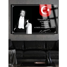 Taulart Atatürk Yatay Tablo Atatürk Bilim ve Eğitim Kırılmaz Lüks Cam Tablo Of Iş Yeri Hediyesi Cam Tablo