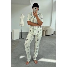 Panda Desenli Yeşil Pijama Takımı