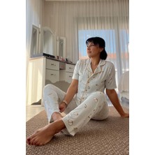 Elma Desenli Gri Pijama Takımı