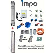 Impo Sk 404/14 1,5hp Krom Başlıklı  20 mt Yassı Kablolu ve Panolu 40 mt Halatlı Çift Vanalı Akıtma Başlıklı Monofaze Takım Dalgıç Pompa