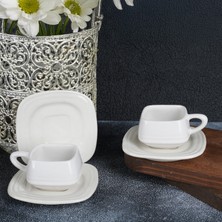 Lalender Özel Tasarım El Yapımı Kare Model Tek Kişilik Fincan Takımı