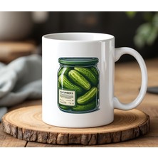 BB Design Turşu Tasarımlı Beyaz Seramik Baskılı Kupa Bardak 330 ml