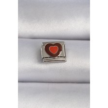 Skygo 316L Çelik Gümüş Renk Kahverengi Kalp İşlemeli Nomination Charm - TJ-BC1018