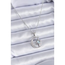 Skygo 316L Çelik Gümüş Renk Zirkon Taşlı Ay Yıldız Model Kadın Kolye - TJ-BKO7689