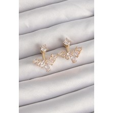 Skygo Pirinç Gold Renk Zirkon Taşlı V Model Küpe - TJ-BKP9291