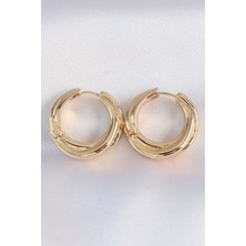 Skygo Pirinç Gold Renk Asimetrik Kıvrım Küpe - TJ-BKP8974