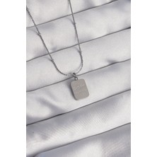 Skygo 316L Çelik Gümüş Renk Kare Charm Model Kolye - TJ-BKO8927