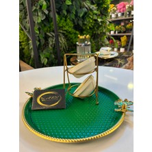 Iki Katlı Standlı Gold Yaldızlı Porselen Tekli Mini Lokumluk, Şekerlik, Sosluk, Kase,sunumluk,modern