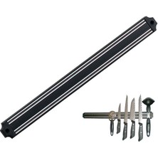 Mutfak Duvarına Monte Mıknatıslı Geniş Bıçak Tutucu Stand - 55 cm - Siyah - Paslanmaz Çelik Pop