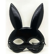 Siyah Renk Kumaş Malzemeden Imal Eva Tavşan Maskesi 19X15 cm Pop