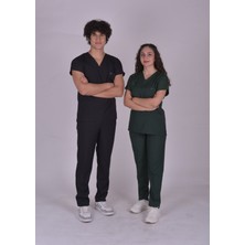 Vita Medikal Siyah Likralı Doktor Hemşire Forması Alt Üst Cerrahi Takım Üniforma