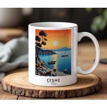 BB Design Çeşme Tasarımlı Beyaz Seramik Baskılı Kupa Bardak 330 ml