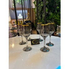 Ars Paşabahçe Grappa Füme Renkli Altın Yaldızlı 6'lı Kahve Yanı Su Bardağı, Meşrubat-Soda Bardağı