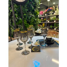 Ars Paşabahçe Grappa Füme Renkli Altın Yaldızlı 6'lı Kahve Yanı Su Bardağı, Meşrubat-Soda Bardağı