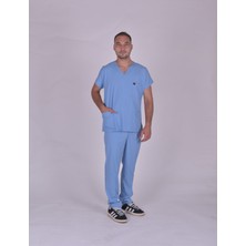 Vita Medikal Bebek Mavisi Likralı Doktor Hemşire Forması Alt Üst Cerrahi Takım Üniforma