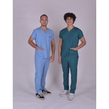 Vita Medikal Bebek Mavisi Likralı Doktor Hemşire Forması Alt Üst Cerrahi Takım Üniforma