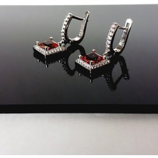 925 Ayar Gümüş Sultan Zultanit Zirkon Doğal Taşlı Kare Tasarım Kadın Küpe Doğum Günü Hediye