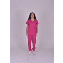 Vita Medikal Pembe Likralı Doktor Hemşire Forması Alt Üst Cerrahi Takım Üniforma